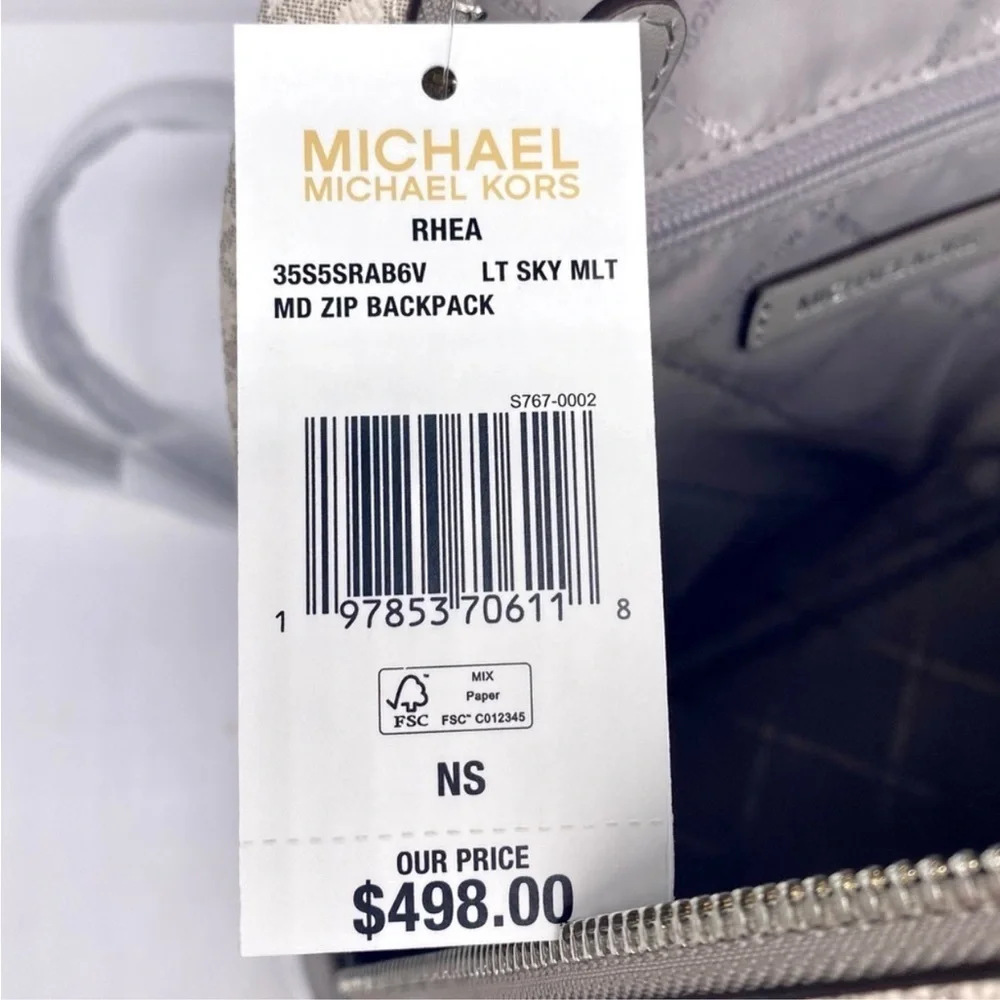 MICHAEL KORS Rhea Medium Color-Block Signature Logo Backpack - Picture 16 of 16